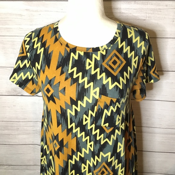 Lularoe Carly Yellow Aztec Pattern Size XS - Picture 2 of 3